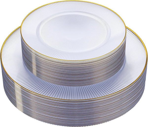 60-Piece Clear Gold Plastic Party Plates