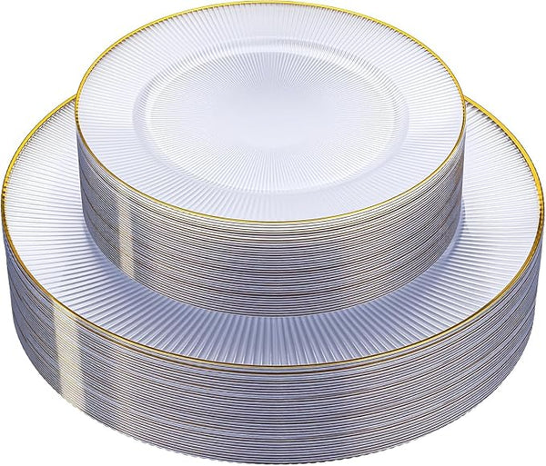 60-Piece Clear Gold Plates
