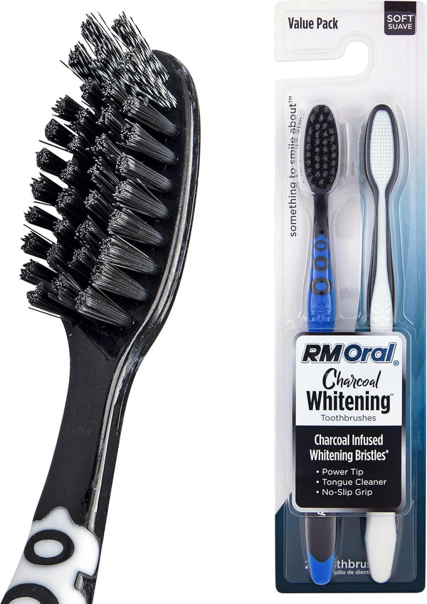 2 Count Charcoal Whitening Soft Toothbrushes