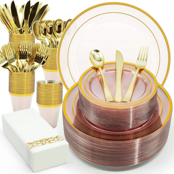 350-Pcs Disposable Plastic Dinnerware Set
