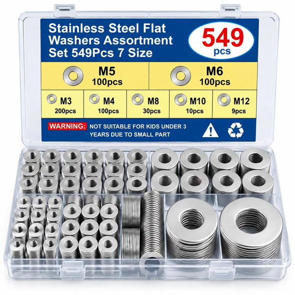 549PCS Stainless Steel Flat Washer Assortment Kit