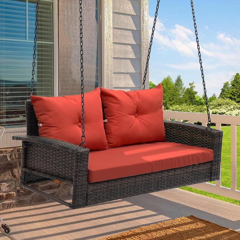 YITAHOME Rattan Wicker Hanging Porch Swing Chair