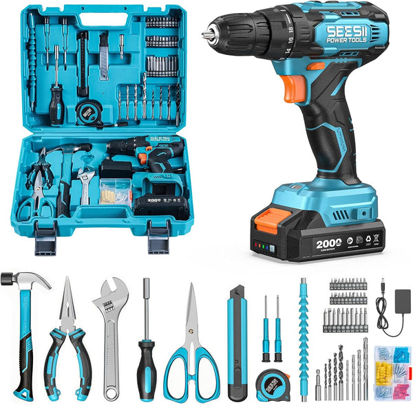 20V Cordless Power Drill and 183 Piece Tool Kit