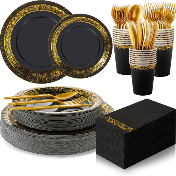 350 Pcs Disposable Paper Dinnerware Set (2 Colors)