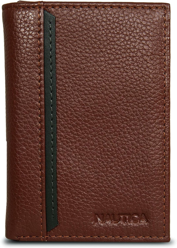 Nautica Men's Leather RFID Trifold Wallet