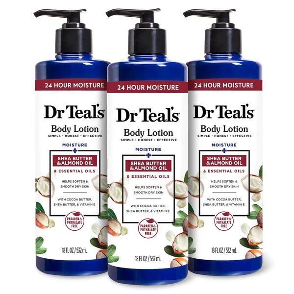 3 Bottles Dr Teal's Shea Butter & Almond Body Lotion (18oz)