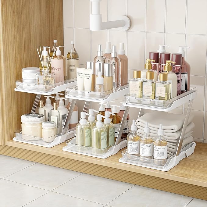 3 Pack Bathroom 2-Tier Pull Out Organizers