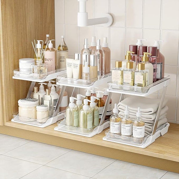 3 Pack Bathroom 2-Tier Pull Out Organizers