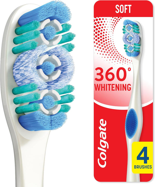 4-Pk Colgate 360 Adult Whitening Toothbrushes
