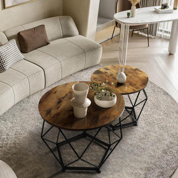 Set of 2 Modern Small Round Coffee Table