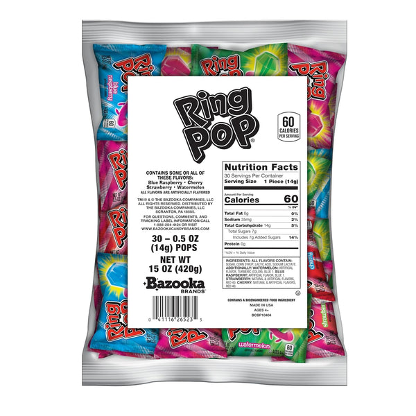 30 Count Ring Pop Halloween Candy Lollipops