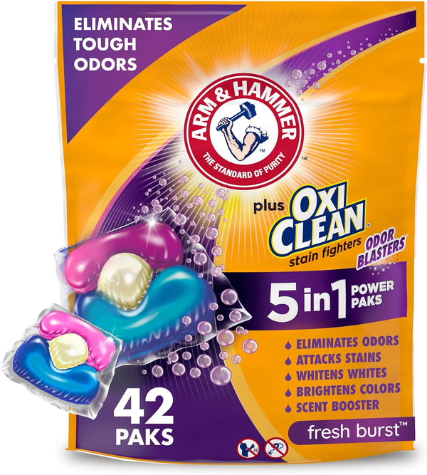 42 ARM & HAMMER Odor Blasters Laundry Detergent Paks