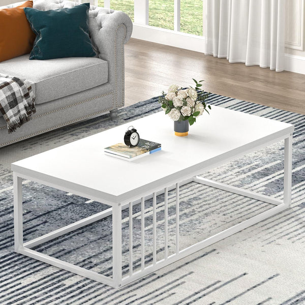 Modern Rustic Wood and Metal Coffee Table