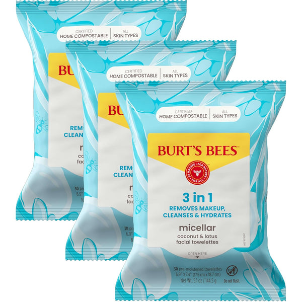 90 Count Burt's Bees Micellar Makeup Remover Wipes