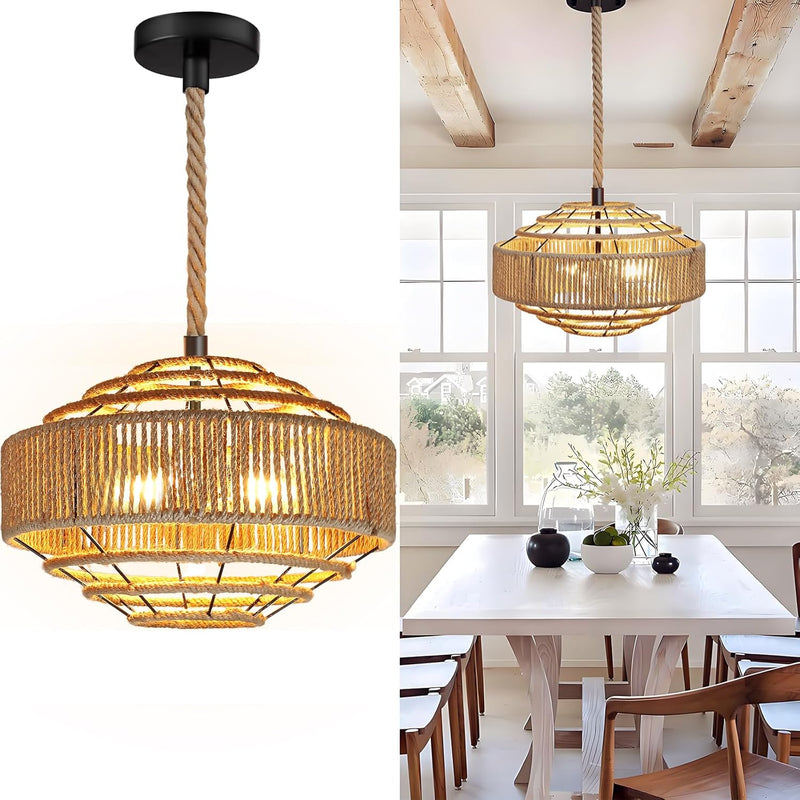 3-Lights Boho Large Farmhouse Chandelier