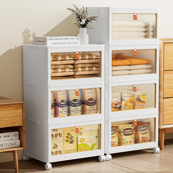 4 Tier Stackable Plastic Storage Bins with Lids
