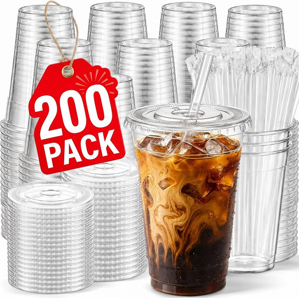 200 16oz Disposable Clear Plastic Cups
