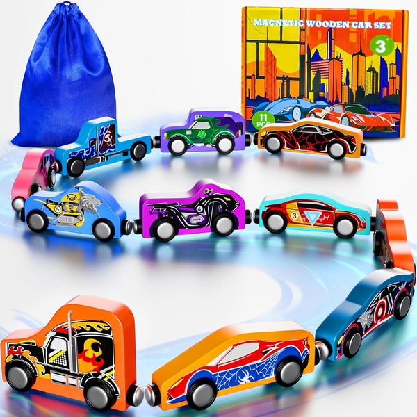 11 Magnetic Train & Car Set