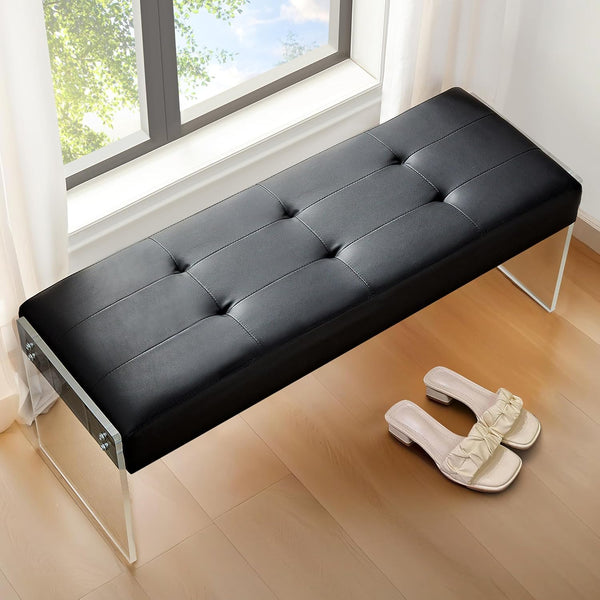 Modern PU Leather Entryway Bench