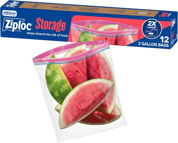 12-Count Ziploc 2 Gallon Food Storage Bags