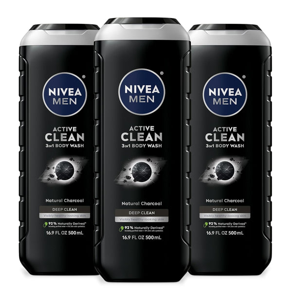 6 Bottles NIVEA MEN Active Clean Body Wash