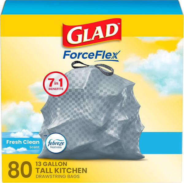 80 Glad 13-Gallon ForceFlex Tall Trash Bags