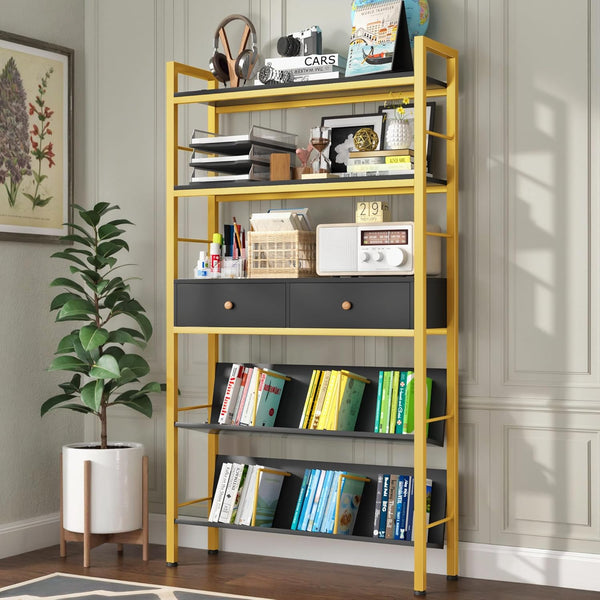 5-Tier Bookshelf with Drawers