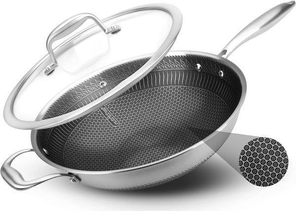 NutriChef 12" Stainless Steel Wok