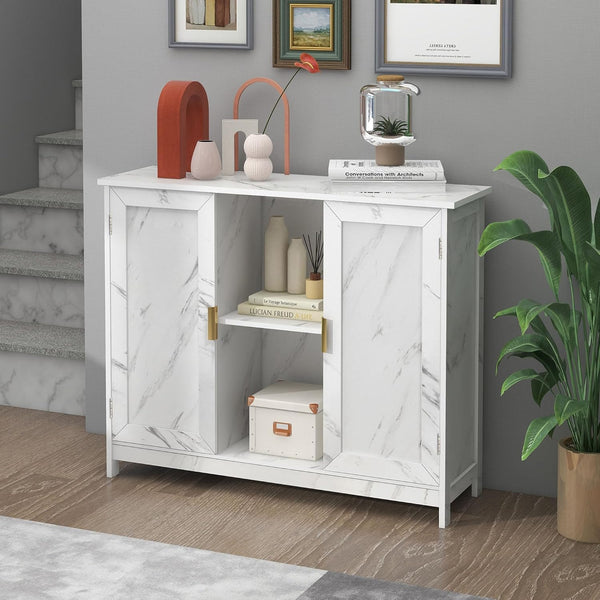 Farmhouse Marble Storage Cabinet