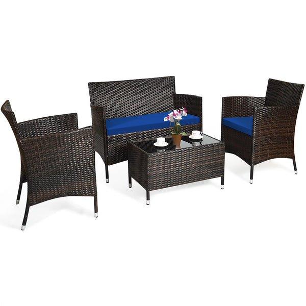 4 Piece Rattan Patio Furniture Set (5 Colors)