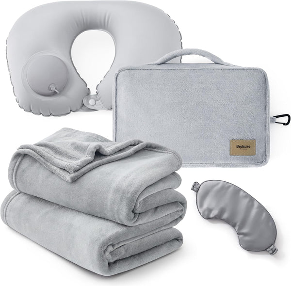 4-Pc Bedsure Travel Blanket Set