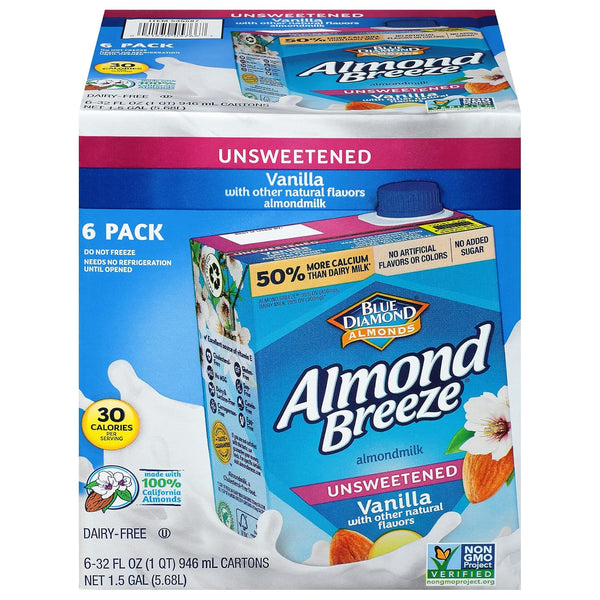 6-Pack Almond Breeze Unsweetened Vanilla Almondmilk