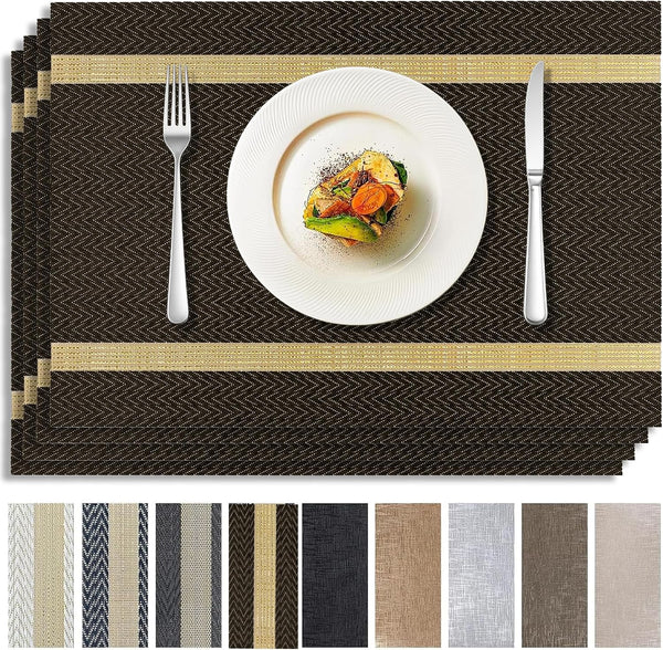4-Pack Woven PVC Vinyl Placemats