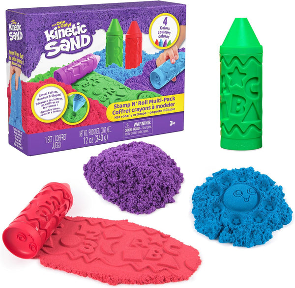4-Pack Kinetic Sand Stamp N' Roll Moldable Play Sand