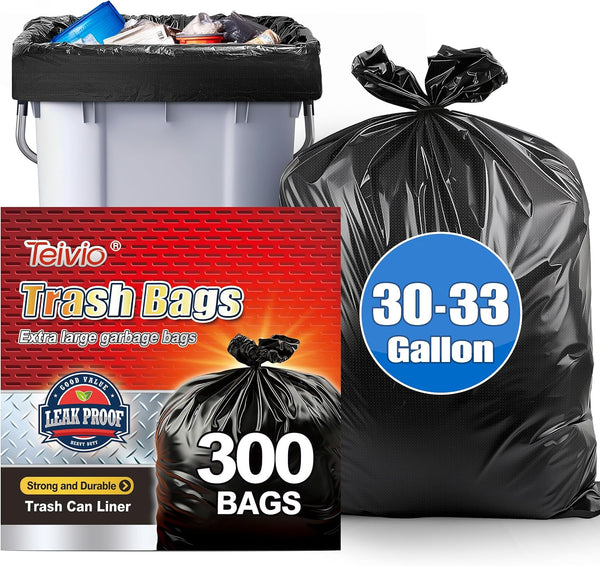 300 Count Teivio 30-33 Gallon Trash Bags
