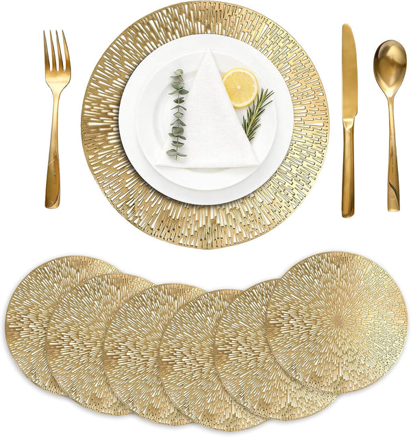 6-Pack Round Metallic Vinyl Placemats