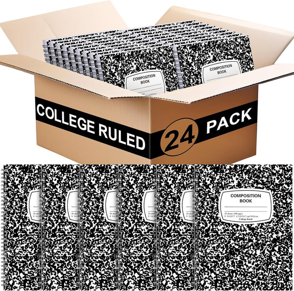 24 Pack College Ruled Spiral Composition Notebooks