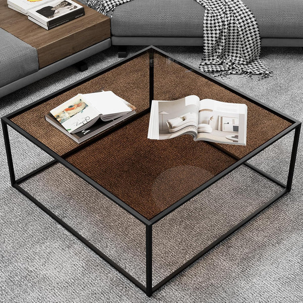 Modern Center Square Glass Coffee Table