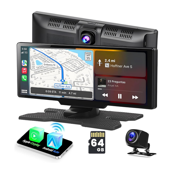 Wireless Carplay/Android Auto Portable 10.26 Inch HD Display With 2.5K Dash Cam & Backup Cam