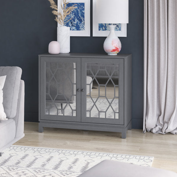 Accent Cabinet with USB Charging Ports and Mirrored Doors