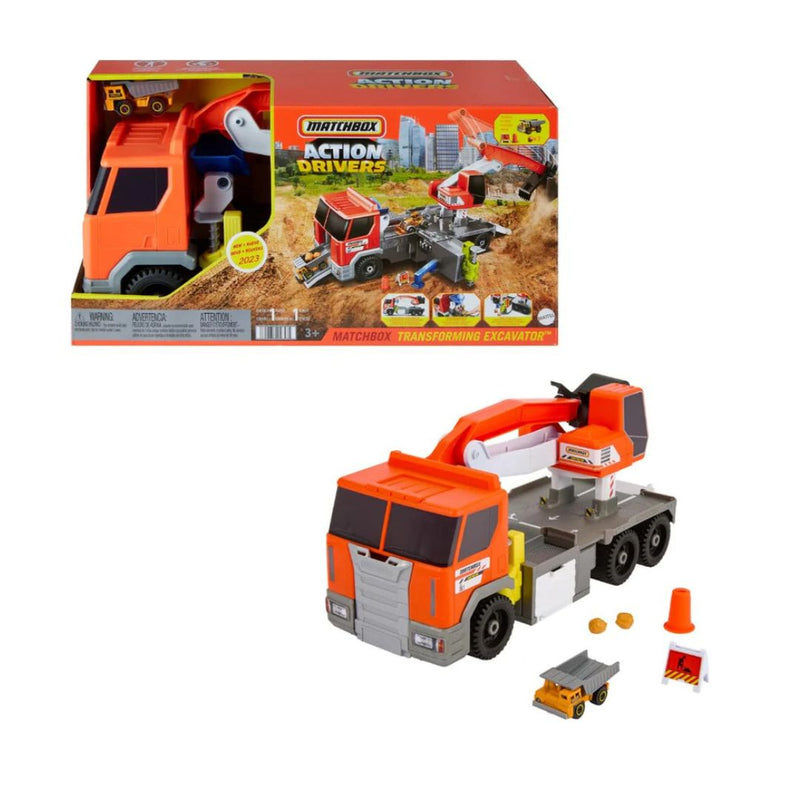 Matchbox Transforming Excavator Toy Truck with Accessories