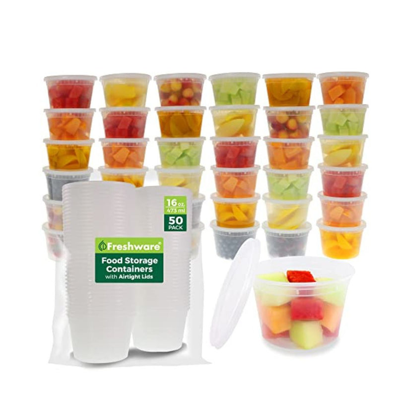 50-Pack Freshware 16 oz Food Storage Containers