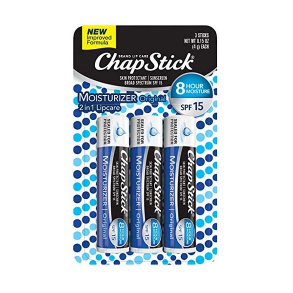 3-Count ChapStick Moisturizer Original Lip Balm Tubes