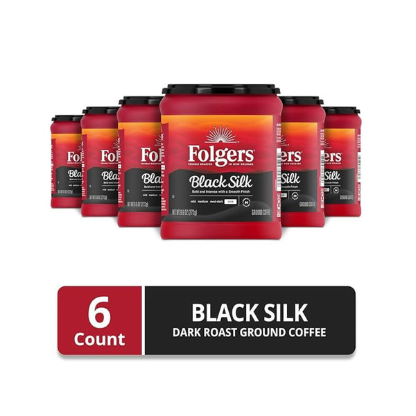 6-Pack Folgers Black Silk Dark Roast Coffee