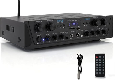 Pyle 4-Channel Audio Amplifier with Bluetooth