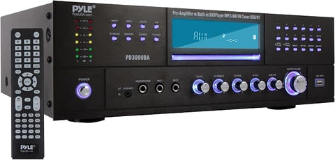 Pyle 4 Channel Bluetooth Amplifier with Front Loading DVD/CD Player