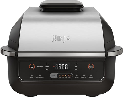 Ninja Foodi 6-in-1 Indoor Grill & Air Fryer, 500°F, Black/Silver, EG201