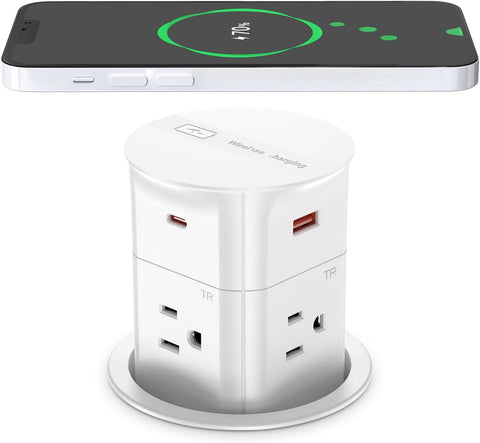 ANNQUAN Pop-Up Desk Outlet with Wireless Charger