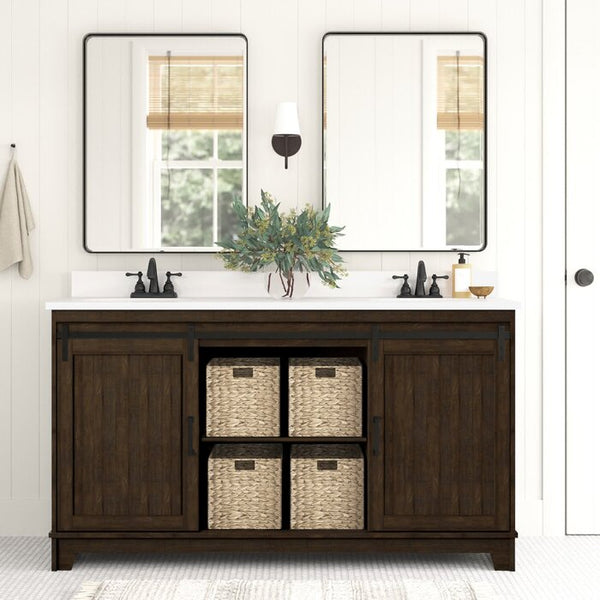 60-Inch Double Bathroom Vanity with Vitreous China Top