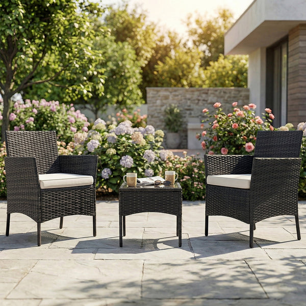 3-Piece Wicker Outdoor PE Rattan Patio Furniture Set